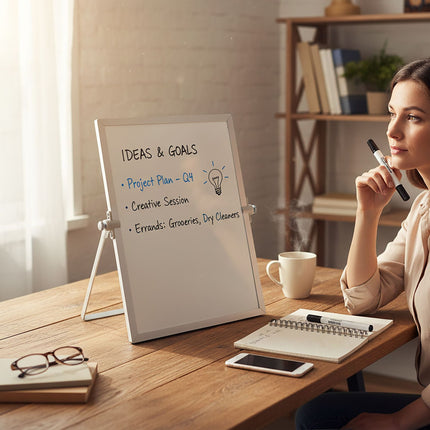 Magnetic Desk Whiteboard, Double-Sided, With Accessories