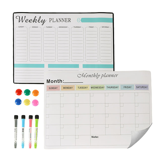 Magnetic Fridge Whiteboard Set, Weekly & Monthly Planners