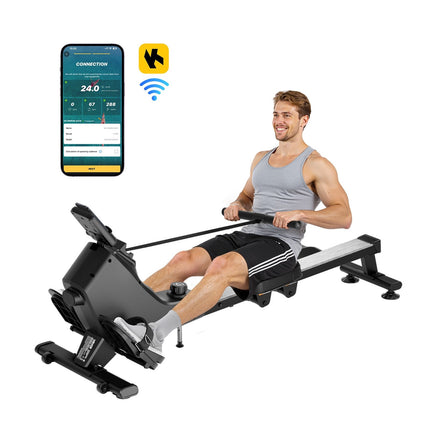 Magnetic Rowing Machine, 16-Level, Foldable, Bluetooth LCD