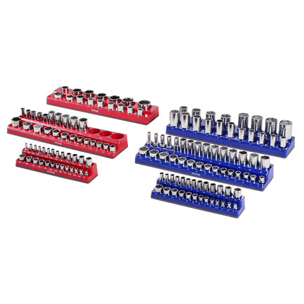 Magnetic Socket Organizer Set, 6 Piece, 143 Sockets, Metric and SAE