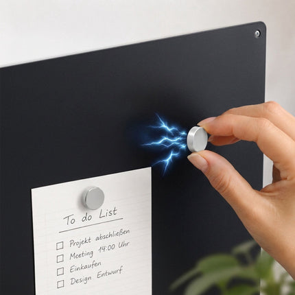 Magnetic Steel Wall Board, 70x30 cm, Black, Wipe-Clean