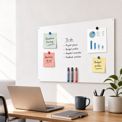 Magnetic Steel White Board, 50x30 cm, Wipe-Clean Surface