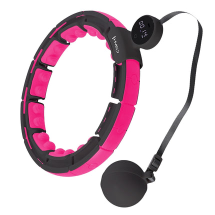 Magnetic Weighted Hula Hoop, Black/Pink, with Counter