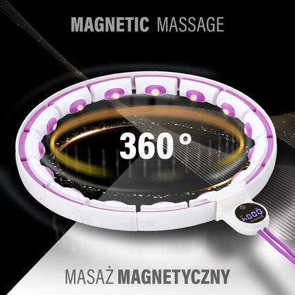 Magnetic Weighted Hula Hoop with Counter, White/Violet