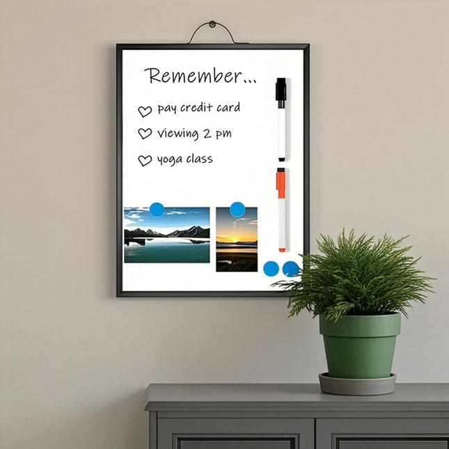 Magnetic Whiteboard with Markers & Magnets, Wall-Mountable