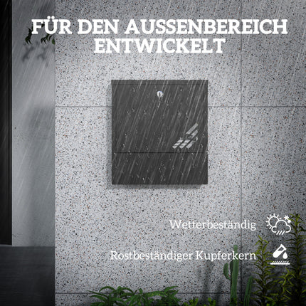 Outdoor mailbox in metal with lock, dark grey, 30x8.5x32.5 cm