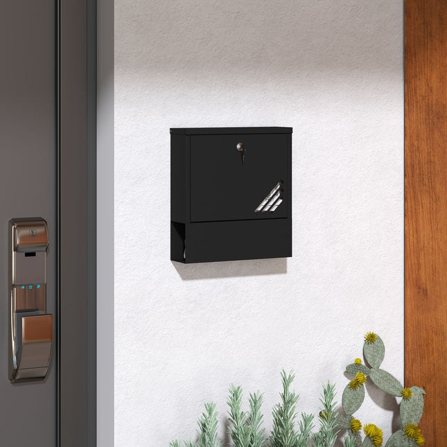 Outdoor mailbox in metal with lock, dark grey, 30x8.5x32.5 cm