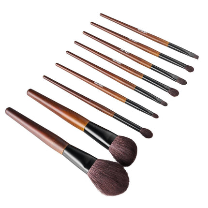 Makeup Brush Set, 9-Piece Wool and Synthetic, Travel Bag
