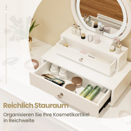 Makeup Mirror with 2 Drawers, 51x26x59 cm, White