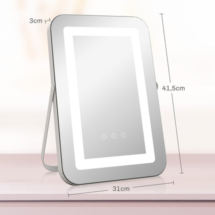 LED makeup mirror, 10X magnification, 3 bright colors, rotatable