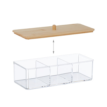 Make-up storage with lid in bamboo