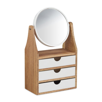 Makeup storage with mirror