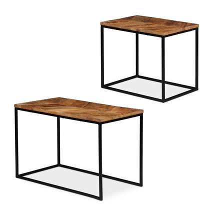 Mango Wood Coffee Tables – Set of 2, Natural Finish