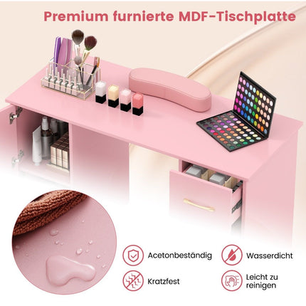 Manicure table with drawers cabinets &amp; Wrist rest manicure table pink