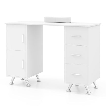 Manicure table with drawers cabinets &amp; Wrist rest manicure table white