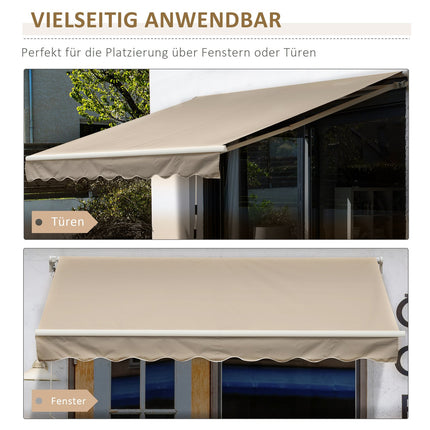 Manual folding arm awning, 4m, Sun protection, White/Beige