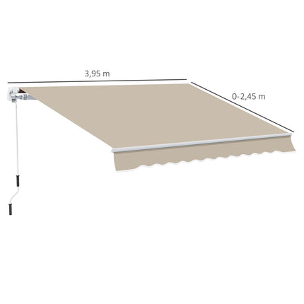 Manual folding arm awning, 4m, Sun protection, White/Beige