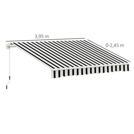 Manual folding arm awning 4m, Sun protection, White/Blue