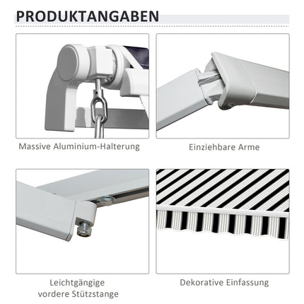 Manual folding arm awning 4m, Sun protection, White/Blue