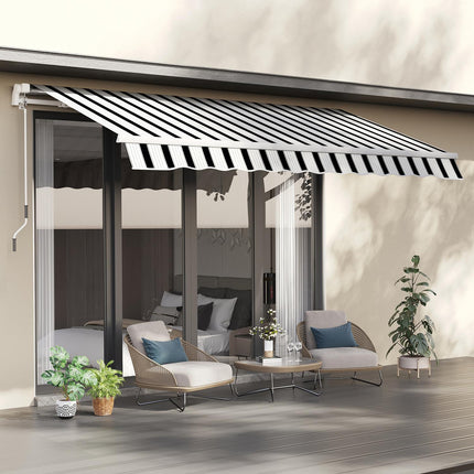 Manual folding arm awning 4m, Sun protection, White/Blue