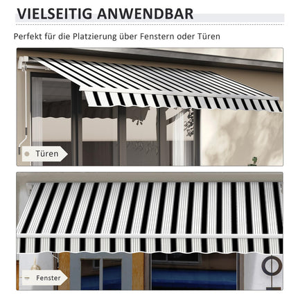 Manual folding arm awning 4m, Sun protection, White/Blue
