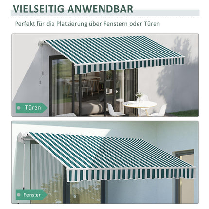 Manual folding balcony awning, 4m, Sun protection, White/Green