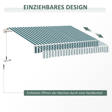 Manual folding balcony awning, 4m, Sun protection, White/Green