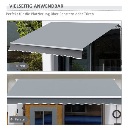 Manual Arm Awning, 4M, Sun Protection, Wall Mount, White/Grey