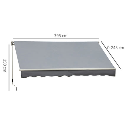 Manual Arm Awning, 4M, Sun Protection, Wall Mount, White/Grey