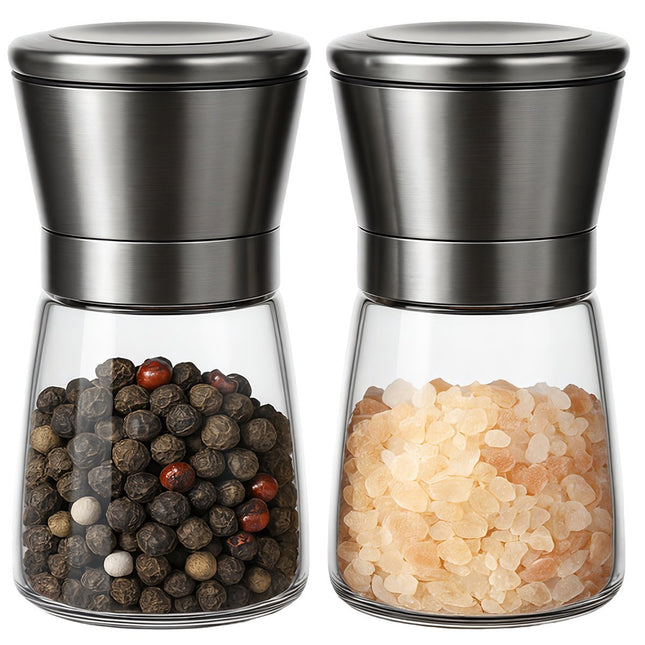 Manual Glass Spice Grinder Set, 2 Pcs, Ceramic Mechanism