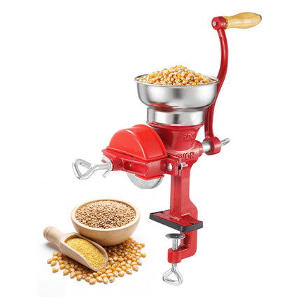 Manual Grain Mill, Cast Iron Hand Crank, Clamp, Dust Cover