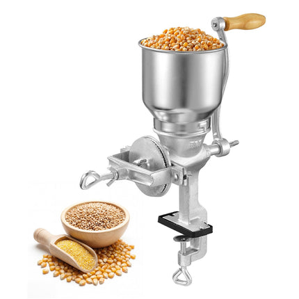 Manual Grain Mill, Cast Iron Hand Crank, Table Clamp