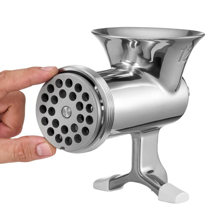 Manual Meat Grinder, 304 Stainless Steel, Clamp, 2 Plates