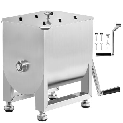 Manual Meat Mixer, 15L Stainless Steel, Lid and Handle
