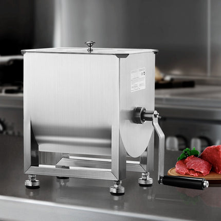 Manual Meat Mixer, 15L Stainless Steel, Lid and Handle