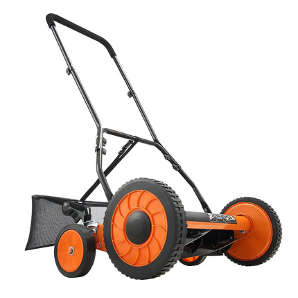 Manual Reel Lawn Mower 18-Inch, 5-Blade, Grass Catcher
