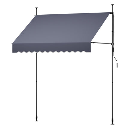 Manual Retractable Awning 200 cm, Adjustable Height, Dark Gray
