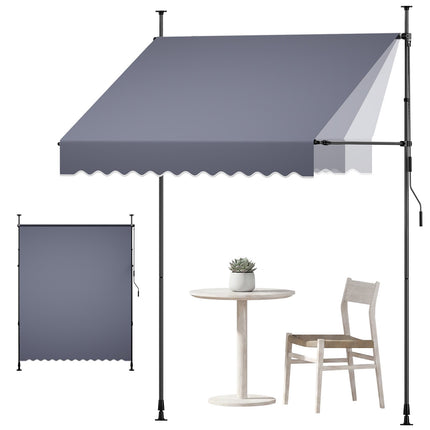 Manual Retractable Awning 200 cm, Adjustable Height, Dark Gray