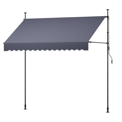 Manual Retractable Awning, 300 cm, Height Adjustable, Dark Gray
