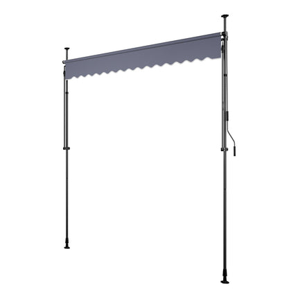 Manual Retractable Awning, 300 cm, Height Adjustable, Dark Gray