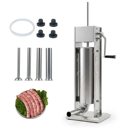 Manual Sausage Stuffer, 15 lbs Capacity, 4 Tubes, 2 Speeds