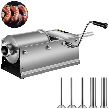 Manual Sausage Stuffer, 3L, 304 Stainless, 5 Tubes