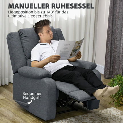 Lounger with footrest, 150 kg capacity, linen look