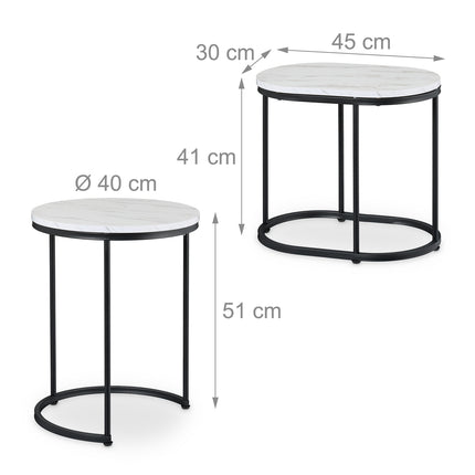 Marble Look Nesting Tables – Set of 2, Living Room