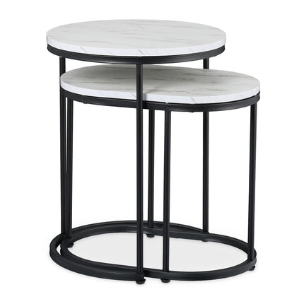 Marble Look Nesting Tables – Set of 2, Living Room
