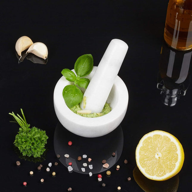 Marble Mortar and Pestle – Round, Unpolished Interior