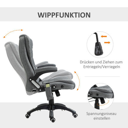 Ergonomic massage chair, height adjustable, grey, 67x74x116-126 cm