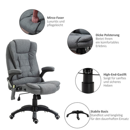 Ergonomic massage chair, height adjustable, grey, 67x74x116-126 cm