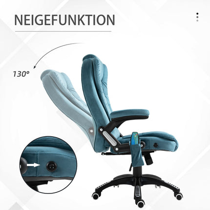 Ergonomic massage office chair, height adjustable, blue