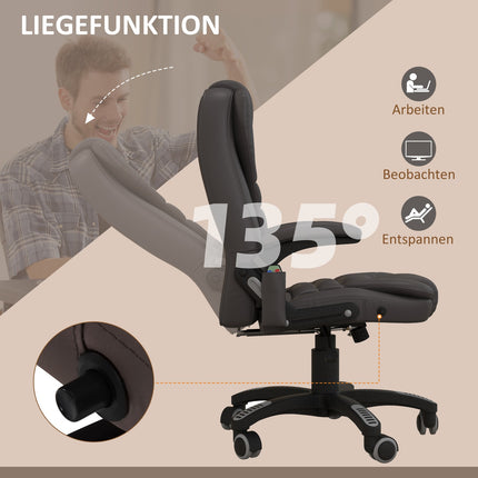 Vibration massage office chair with heat, artificial leather, brown